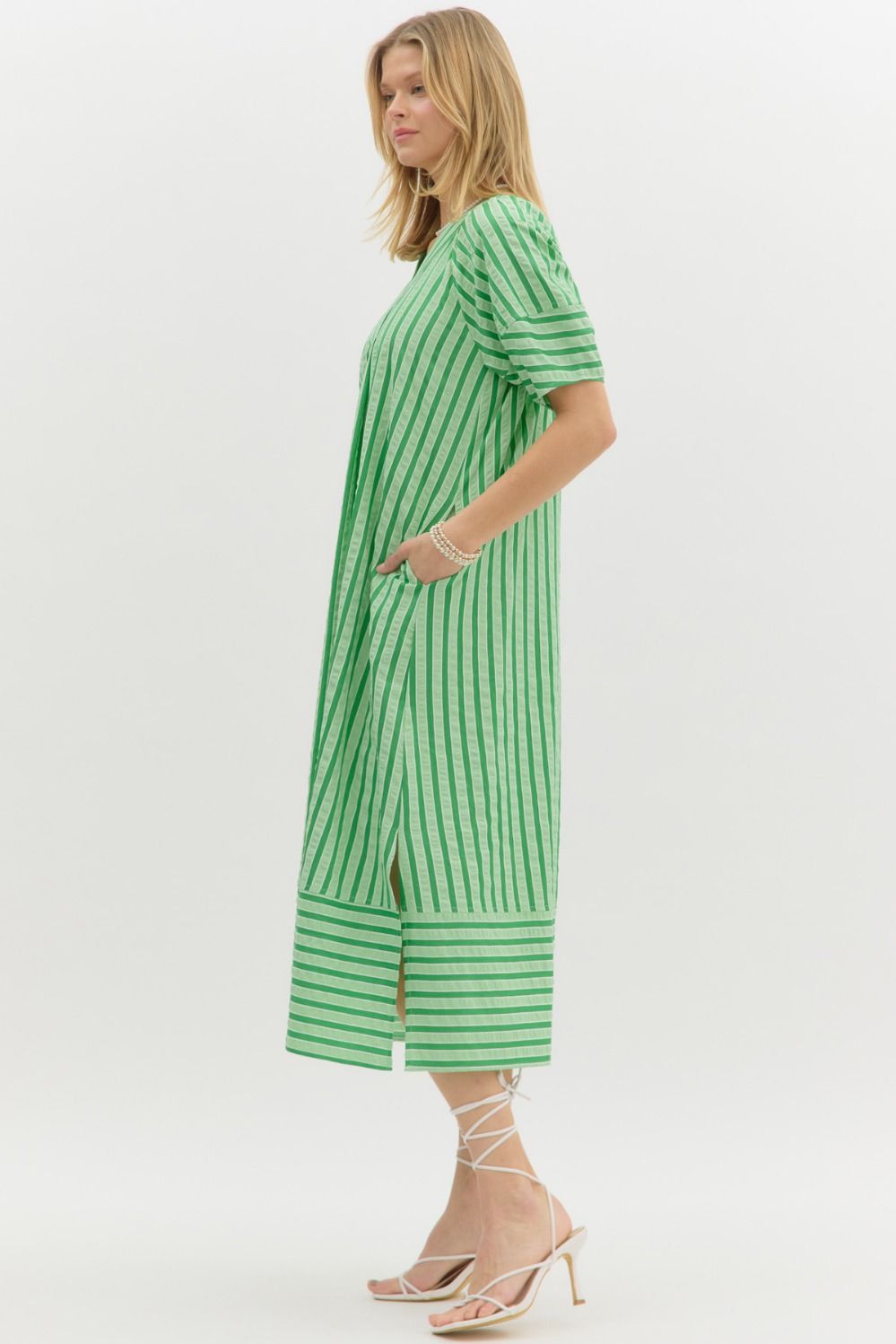 Pistachio Stripe Midi Dress