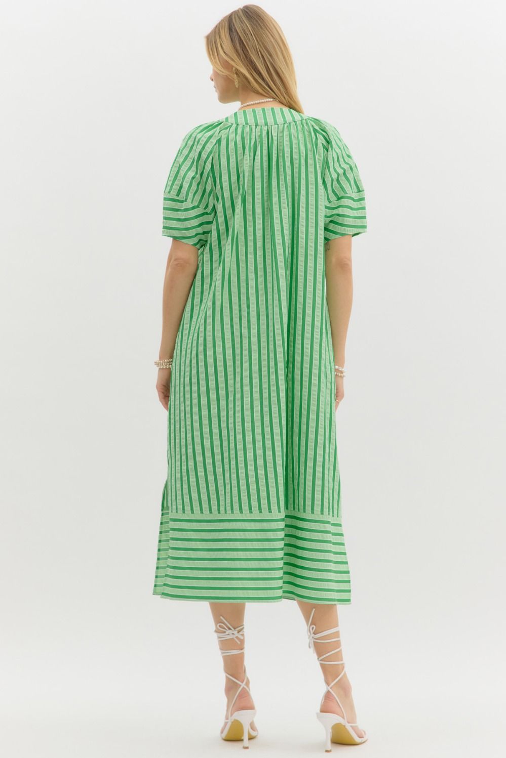 Pistachio Stripe Midi Dress