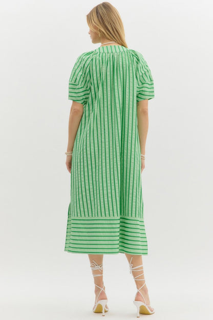 Pistachio Stripe Midi Dress