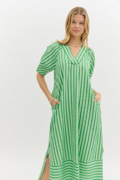 Pistachio Stripe Midi Dress
