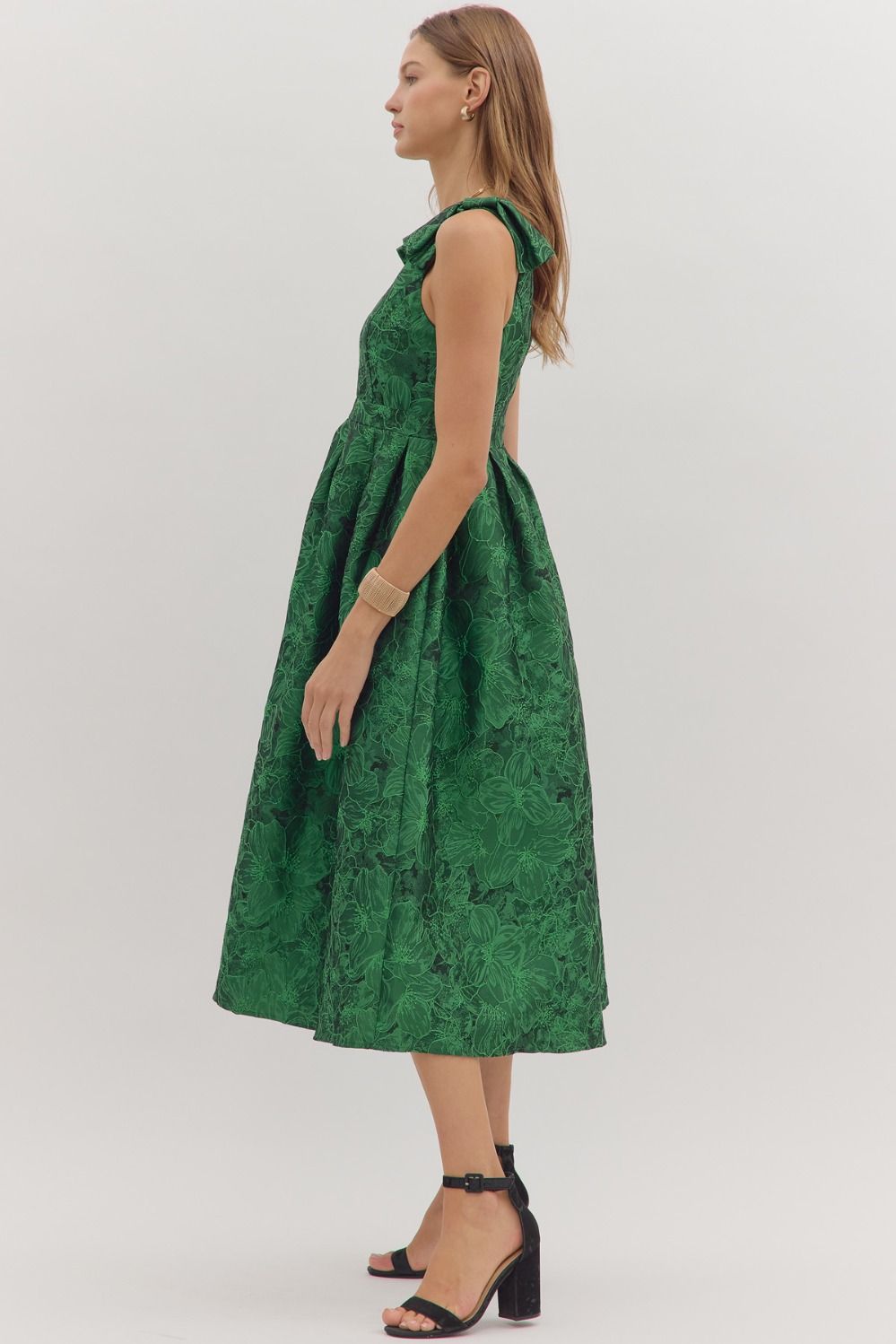 Emerald Jacquard Midi Dress