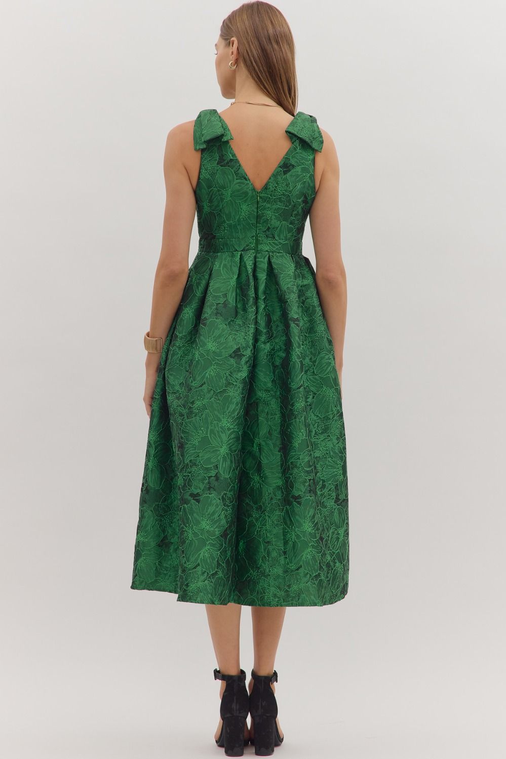 Emerald Jacquard Midi Dress