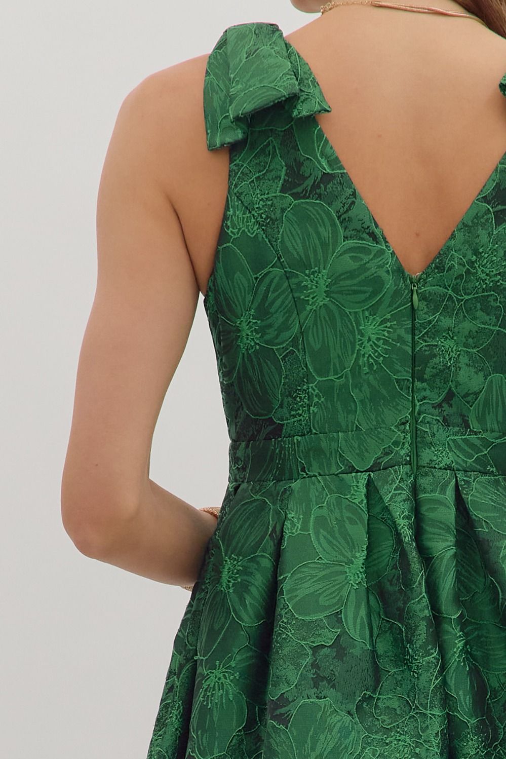 Emerald Jacquard Midi Dress