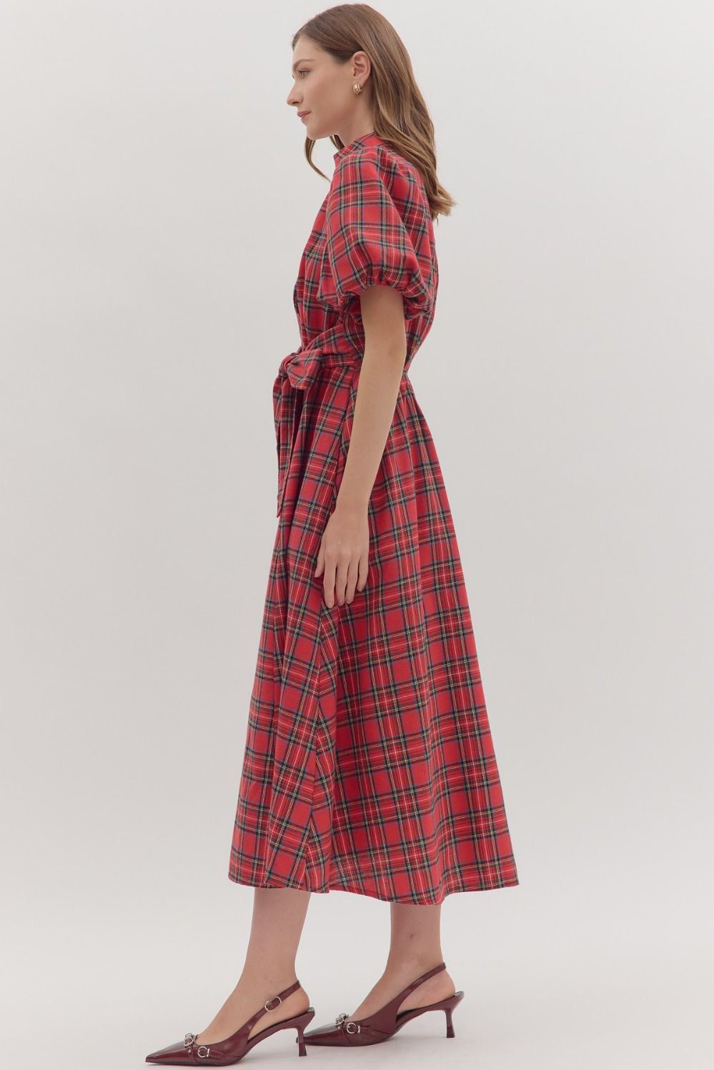 Red Flannel Midi Dress