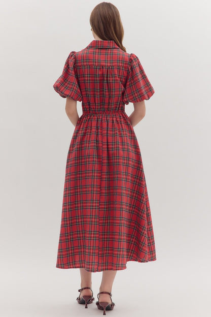 Red Flannel Midi Dress