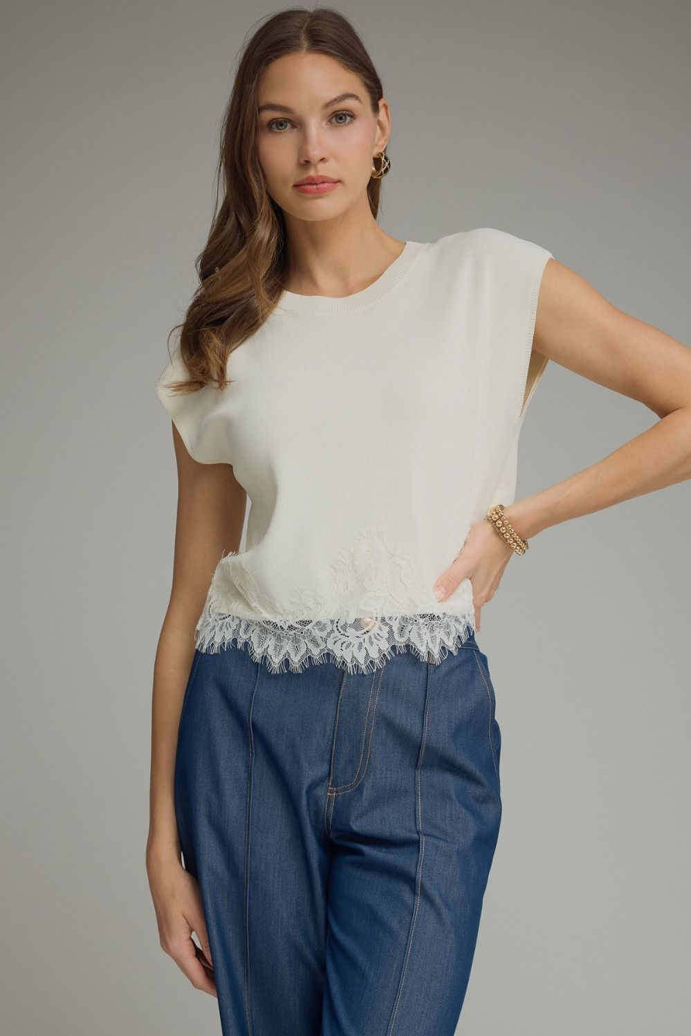 Natalie Lace Trim Top