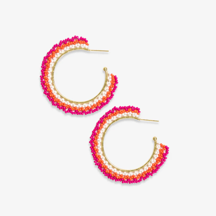 Eve Hot Pink + Coral Ombre Hoops
