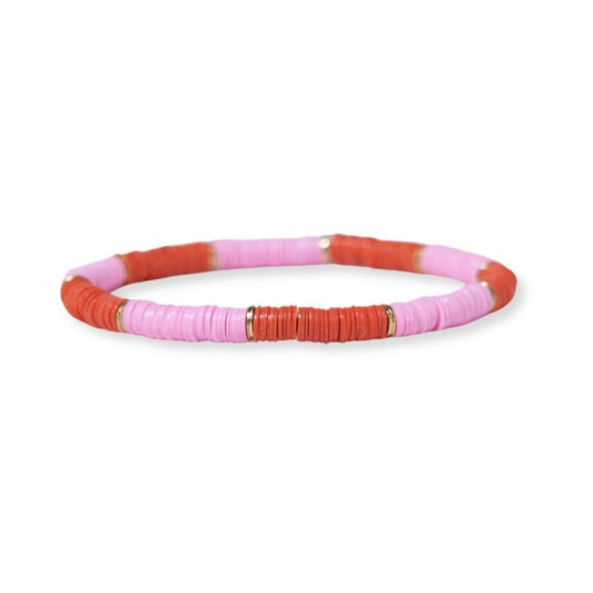 Grace Coral + Pink Stretch Bracelet