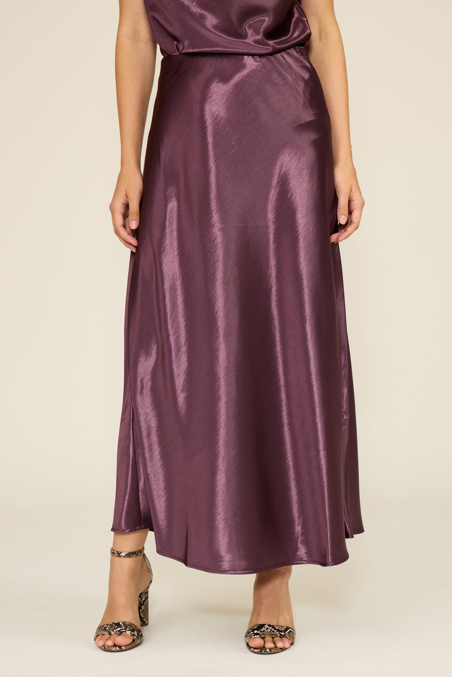 midi maxi shiny skirt purple a-line