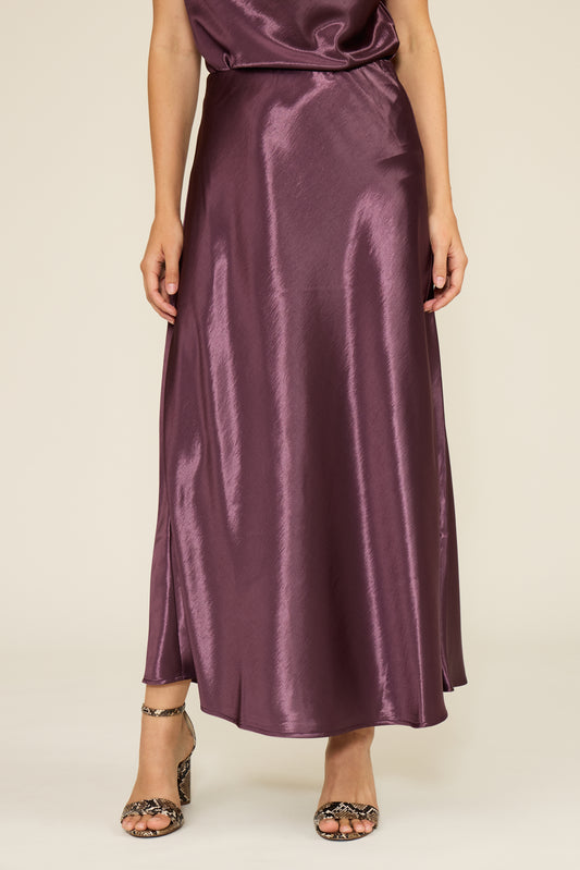midi maxi shiny skirt purple a-line