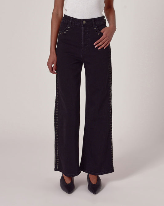 Sailor Scoop Jeans in Black Sand Eyelet