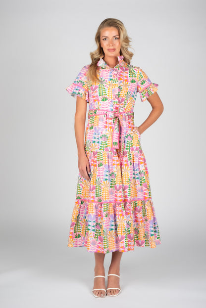 spring floral print midi ruffles southern girly