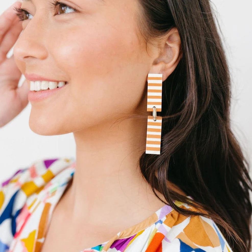 Isabella Tan Stripe Earrings