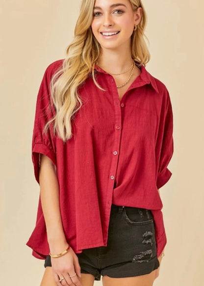 Red Wine Oversized Blouse