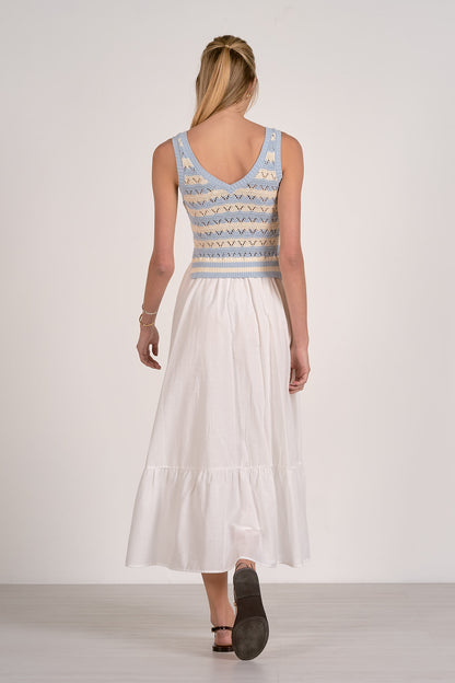 Light Blue Mixed Media Midi Dress - FINAL SALE