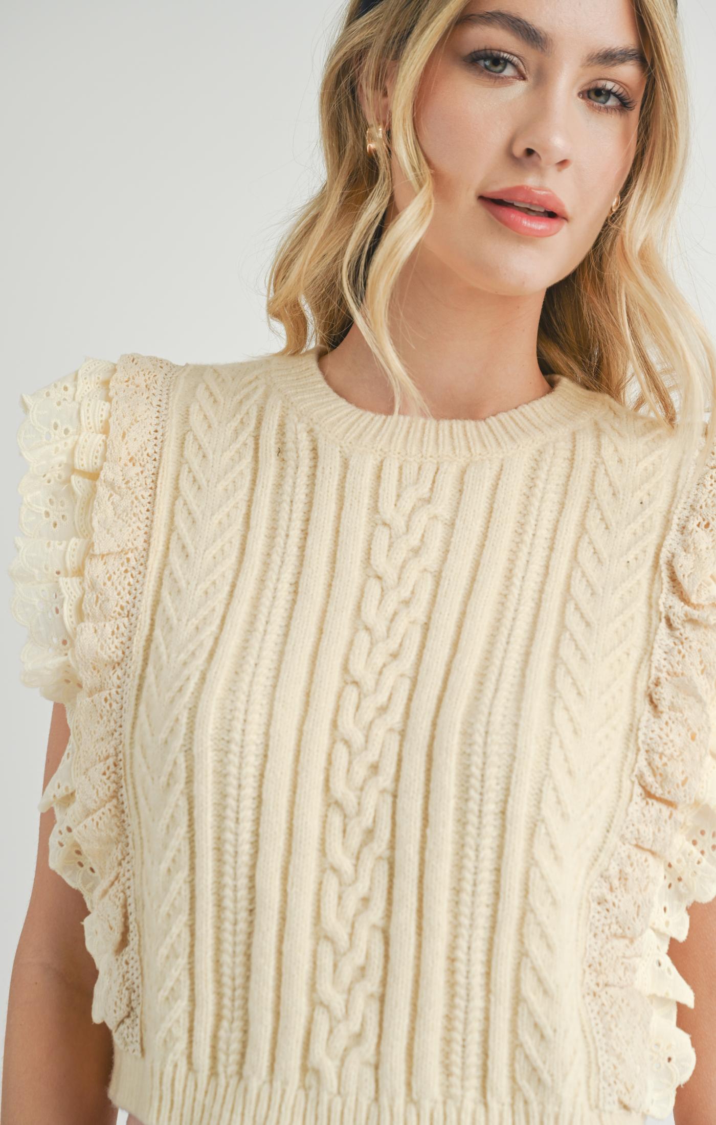 Vicki Lace Ruffle Sweater Tank