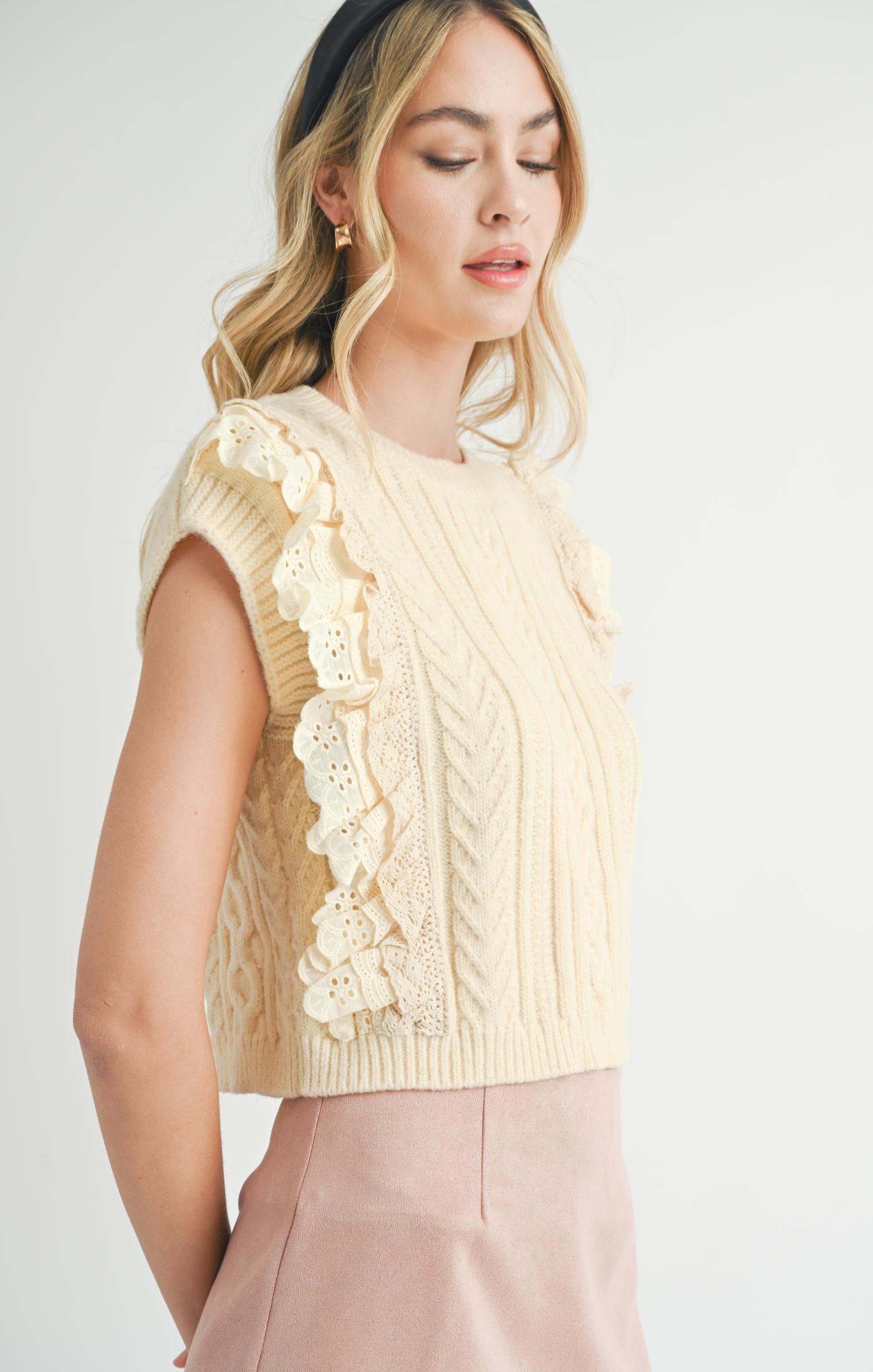 Vicki Lace Ruffle Sweater Tank