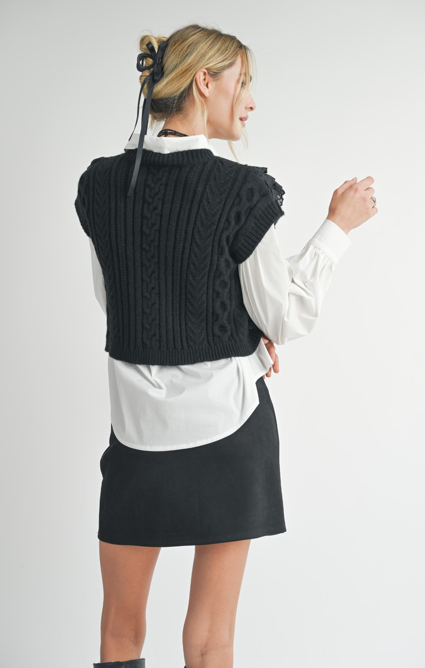 Vicki Lace Ruffle Sweater Tank