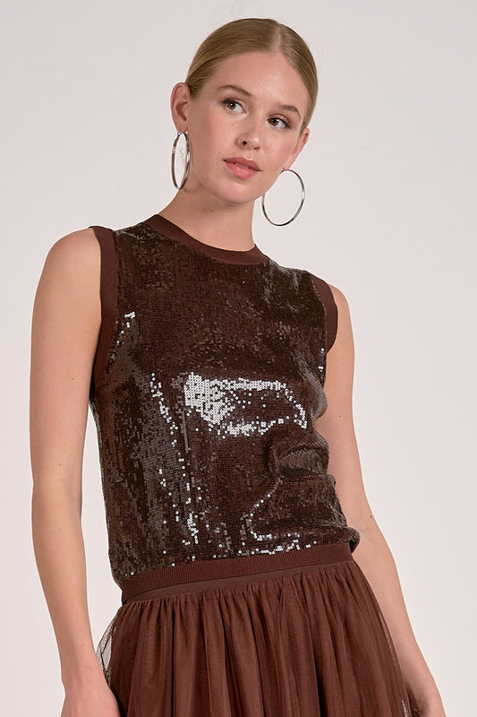 Chocolate Sequins Top