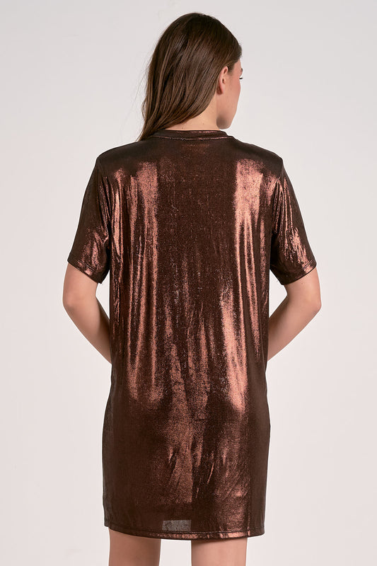 Chocolate Shimmer Mini Dress - FINAL SALE