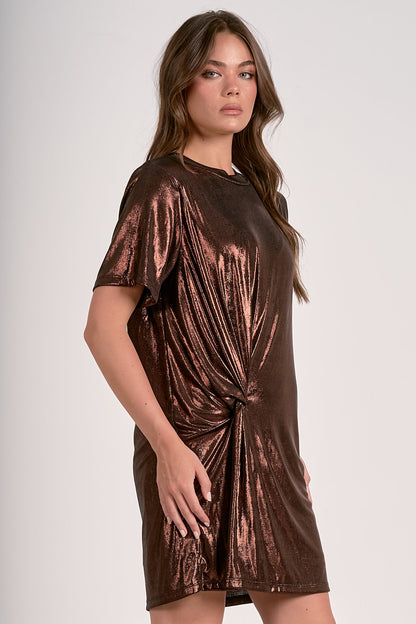 Chocolate Shimmer Mini Dress - FINAL SALE