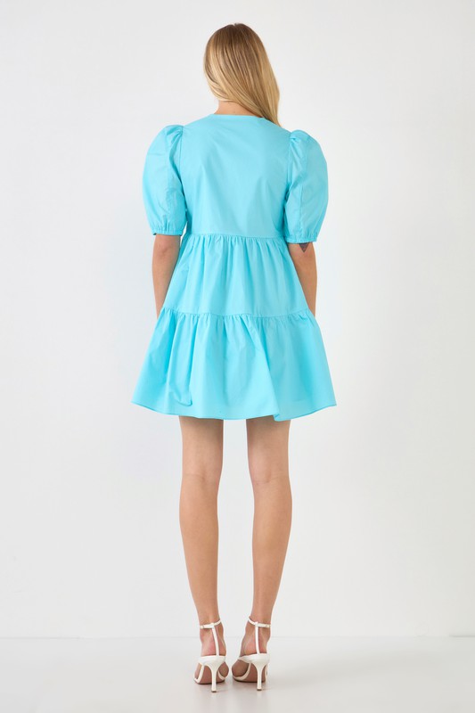 Aqua Babydoll Button Dress - FINAL SALE