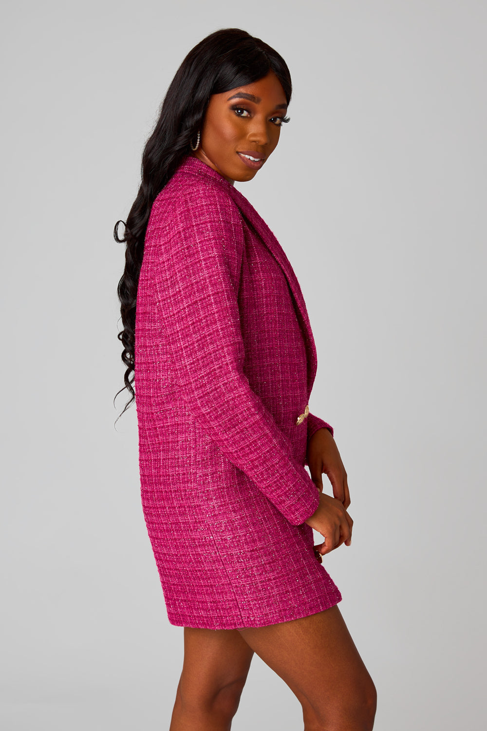 Neon pink 2024 blazer dress