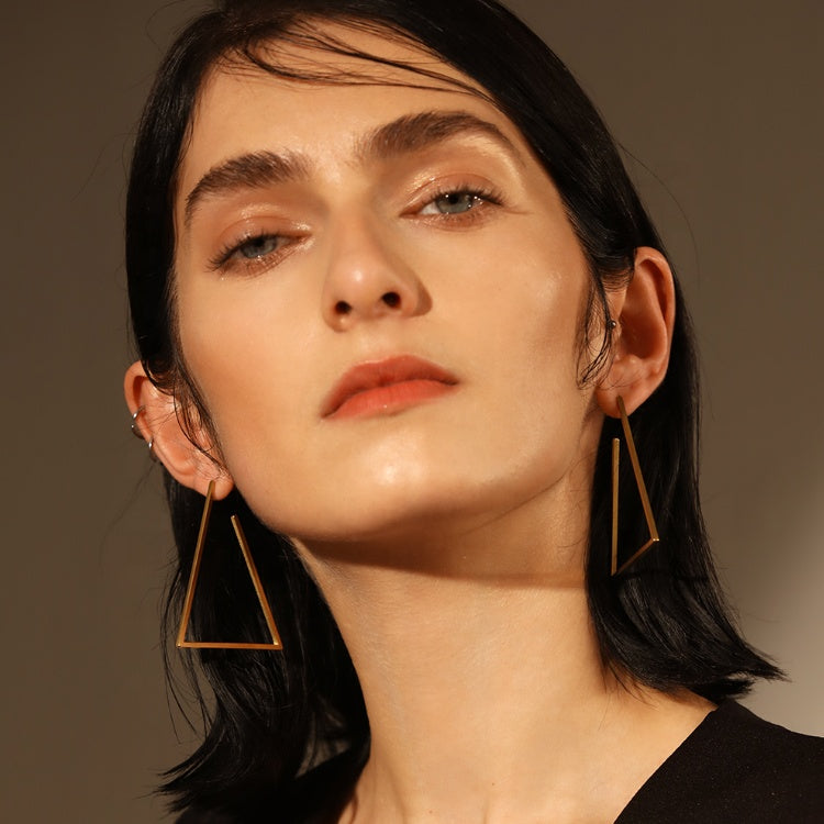 Edie Pavé Triangle Hoop Earrings in Gold | Uncommon James