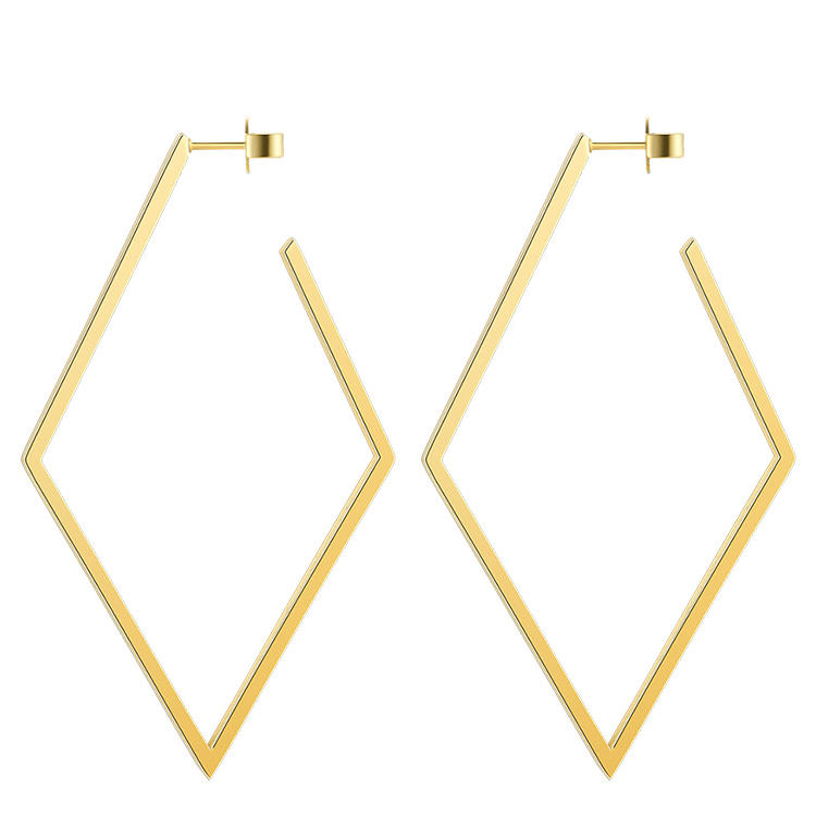 Large Gold Rhombus Earring