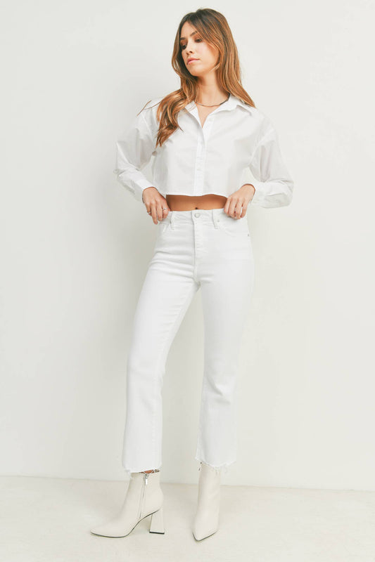 White Vintage Cropped Flare