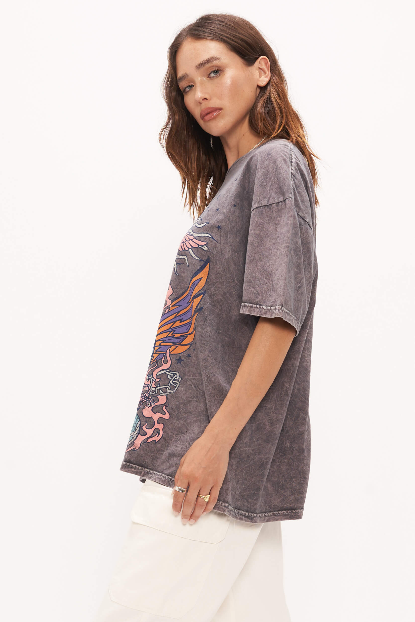 Oversized Overdyed Dragon Graphic T-shirt